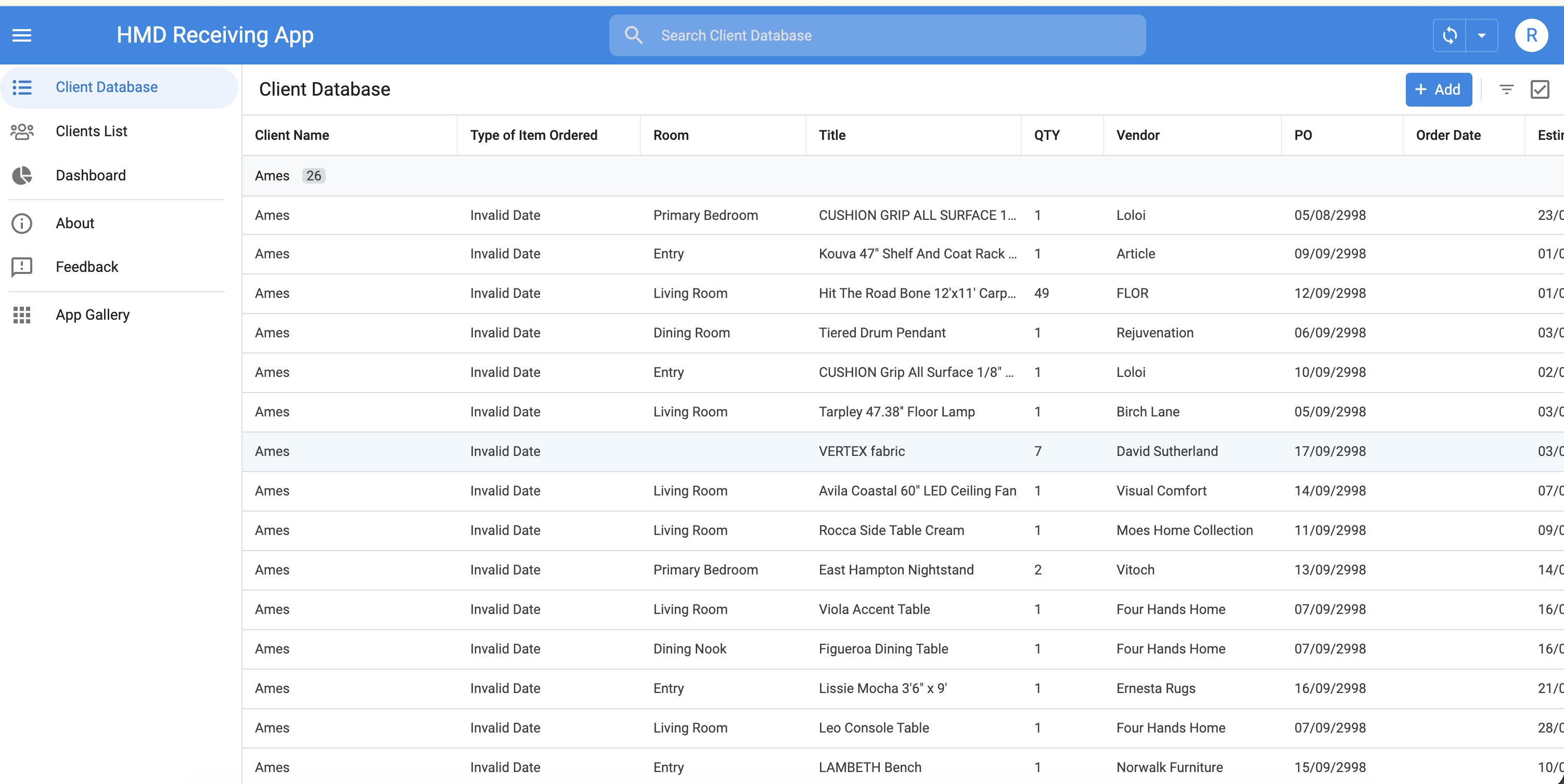 HMD Receiving App — AppSheet app by Appnly